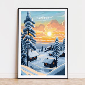 Lapland Travel Poster, Finland Wall Art, Lapland Finland Print, Home Decor, Custom Travel Poster, Birthday Present, Minimalist Cityscape