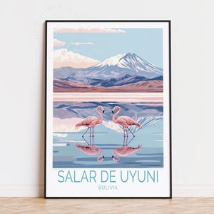 Salar De Uyuni Travel Poster, Bolivia Wall Art, Salar De Uyuni Print, Uyuni Salt Flats Art, Birthday Gifts, Home Decor