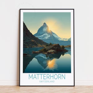 Matterhorn Travel Poster, Switzerland Wall Art, Matterhorn Switzerland Print, Home Decor, Birthday Gifts, Personalised Travel Poster