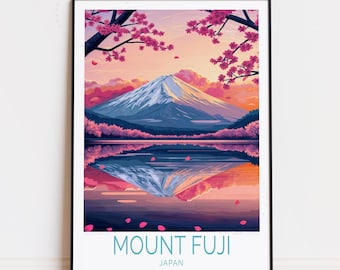 Mount Fuji Travel Poster, Japan Wall Art, Mount Fuji Japan Print, Birthday Gifts, Custom Travel Poster, Travel Home Decor