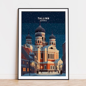 Tallinn Estonia Travel Poster, Estonia Wall Art, Tallinn Print, Home Decor, Birthday Present, Minimalist Travel Poster