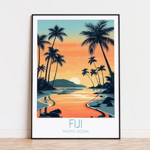 Fiji Travel Poster, Pacific Ocean Wall Art, Fiji South Pacific Print, Home Decor, Birthday Gifts, Personalised Travel Poster