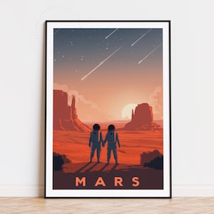 Mars Travel Poster, Mars Explorers Wall Art, Mars Print, Home Decor, Birthday Gifts, Wedding Present, Personalised Travel Poster