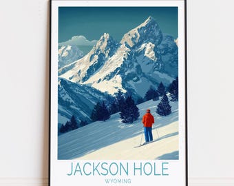 Jackson Hole Travel Poster, Wyoming Wall Art, Jackson Hole Mountain Resort Print, Home Decor, Birthday Gifts, Custom Travel Poster