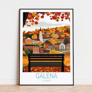 Affiche de voyage Galena Illinois, art mural Illinois, impression galène, affiche de voyage personnalisée, décoration d'intérieur, cadeaux d'anniversaire