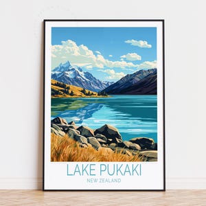 Lake Pukaki Neuseeland Reise Poster, Neuseeland Wand Kunst, Lake Pukaki Druck, Individuelles Reise Poster, Geburtstagsgeschenke, Wohnkultur