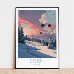 Stowe Vermont Travel Poster, Vermont Wall Art, Stowe Print, Housewarming Gifts, Personalised Travel Poster, Birthday Present