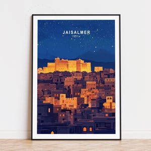 Póster de viaje de Jaisalmer, India, arte mural de la India, impresión de Jaisalmer, regalo de cumpleaños, póster de viaje minimalista, regalos de inauguración de la casa