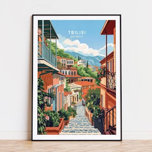 Tbilisi Travel Poster, Georgia Wall Art, Tbilisi Georgia Print, Birthday Present, Custom Travel Poster, Home Decor, Minimalist Cityscape