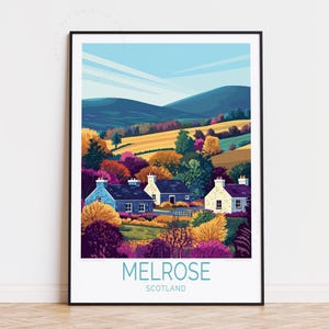 Melrose Schottland Reise Poster, Schottland Wand Kunst, Melrose Druck, Wohnkultur, personalisiertes Reise Poster, Geburtstagsgeschenk