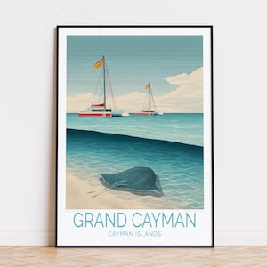 Grand Cayman Travel Poster, Cayman Islands Wall Art, Grand Cayman Caribbean Print, Home Decor, Birthday Gifts, Wedding Present
