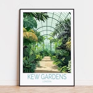Poster turistico di Kew Gardens, Londra, decorazione murale di Londra, stampa dei Royal Botanic Gardens, arredamento per la casa, regali di compleanno, poster turistico personalizzato