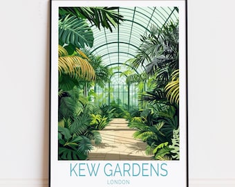 Kew Gardens Londen reisposter, London Wall Art, Royal Botanic Gardens print, woondecoratie, verjaardagscadeaus, aangepaste reisposter