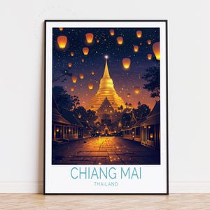 Chiang Mai Travel Poster, Thailand Wall Art, Chiang Mai Print, Personalised Travel Poster, Home Decor,  Birthday Present