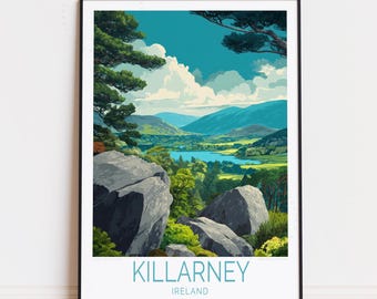 Killarney Ireland Travel Poster, Ireland Wall Art, Killarney Print, Travel Home Decor, Personalised Travel Poster, Birthday Gifts