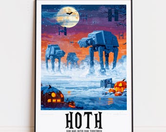 Hoth Halloween Poster, Star Wars, Hoth The Planet Of Eternal Winter Travel Poster, Star Wars Print, Hoth Print, Home Decor