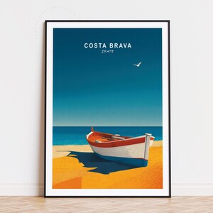 Costa Brava Spanien Reise Poster, Spanien Wandkunst, Costa Brava Spanien Druck, Wohnkultur, Geburtstagsgeschenke, Minimalistische Stadtlandschaft