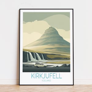 Kirkjufell Iceland Travel Poster, Iceland Wall Art, Kirkjufell Print, Home Decor, Birthday Gifts, Personalised Travel Poster