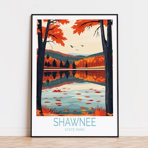 Póster de viaje del Parque Estatal Shawnee, Pensilvania, arte mural de Pensilvania, impresión del Parque Estatal Shawnee, regalo de cumpleaños, decoración del hogar