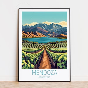 Affiche de voyage Mendoza Argentine, art mural Argentine, impression Mendoza, décoration d'intérieur, affiche de voyage personnalisée, cadeau d'anniversaire