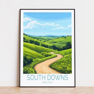 South Downs England Travel Poster, England Wall Art, South Downs National Park Print, Home Decor, Birthday Gifts