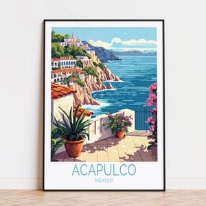 Affiche de voyage Acapulco, Mexique, art mural Mexique, impression Zanzibar, décoration d'intérieur, affiche de voyage personnalisée, cadeau d'anniversaire