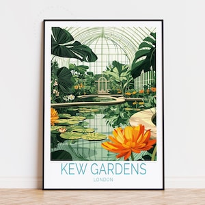Kew Gardens Reiseplakat, London Wandkunst, Royal Botanic Gardens Druck, Geburtstagsgeschenke, Benutzerdefiniertes Reiseplakat, Wohnkultur