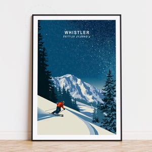 Whistler Travel Poster, Canada Wall Art, Whistler British Columbia Print, Home Decor, Birthday Present, Minimalist Travel Poster