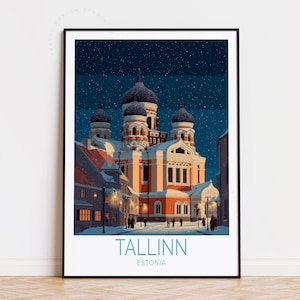 Tallinn Estonia Travel Poster, Estonia Wall Art, Tallinn Print, Home Decor, Birthday Present, Custom Travel Poster