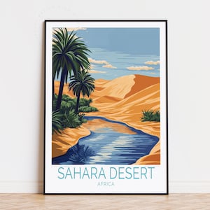 Sahara Wüste Reise Poster, Afrika Wandkunst, Sahara Wüste Afrika Druck, Geburtstagsgeschenk, Benutzerdefiniertes Reiseplakat, Wohnkultur