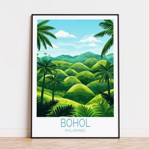 Poster de voyage Bohol, Philippines art mural, impression Bohol Philippines, cadeaux d'anniversaire, poster de voyage personnalisé, décoration d'intérieur