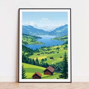 Rigi Berg Reiseplakat, Schweiz Wandkunst, Rigi Schweiz Druck, Wohnkultur, Geburtstagsgeschenk, Minimalistisches Reiseplakat