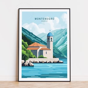 Póster de viaje de Montenegro, arte mural de Europa, impresión de Montenegro y los Balcanes, decoración de viaje para el hogar, regalos de cumpleaños, regalo de boda