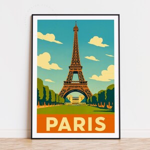 Poster de voyage Paris France, art mural France, impression Tour Eiffel de Paris, décoration d'intérieur, cadeaux d'anniversaire, poster de voyage personnalisé