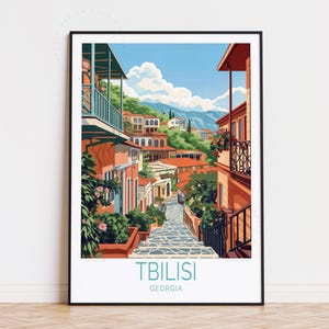 Poster de voyage Tbilissi, Géorgie, art mural Géorgie, impression Tbilissi, cadeau d'anniversaire, poster de voyage personnalisé, cadeaux de pendaison de crémaillère