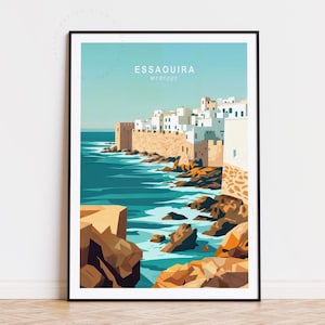 Essaouira Marokko Reiseplakat, Marokko-Wandkunst, Essaouira-Druck, Geburtstagsgeschenk, individuelles Reiseplakat, Housewarminggeschenke