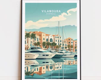 Cartel de viaje de Vilamoura, arte de la pared de Portugal, impresión de Vilamoura
