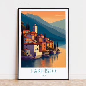 Lake Iseo Italy Travel Poster, Italy Wall Art, Lake Iseo Print, Home Decor, Birthday Gifts, Personalised Travel Poster