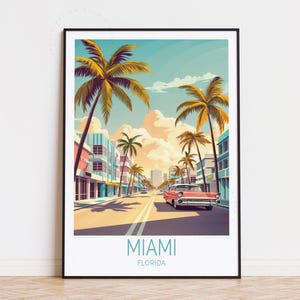 Miami Florida Reise Poster, Florida Wandkunst, Miami Druck, Reise Home Decor, Geburtstagsgeschenk, personalisierte Reise Poster