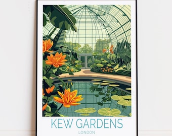 Kew Gardens Londen reisposter, London Wall Art, Royal Botanic Gardens print, woondecoratie, verjaardagscadeaus, gepersonaliseerde reisposter