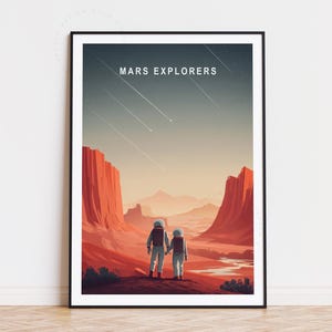 Mars Travel Poster, Mars Explorers Wall Art, Mars Print, Mars explorers Art, Birthday Gifts, Personalised Travel Poster, Home Decor