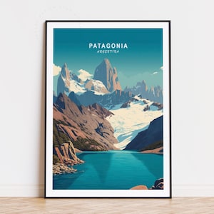 Patagonia Travel Poster, Argentina Wall Art, Patagonia South America Print, Birthday Gifts, Wedding Present, Home Decor