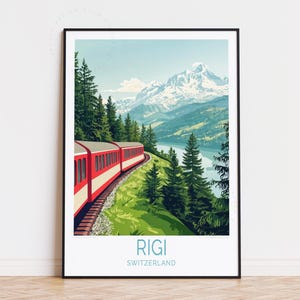 Poster de voyage Rigi Suisse, art mural Suisse, impression montagne Rigi, cadeau d'anniversaire, poster de voyage personnalisé, décoration d'intérieur