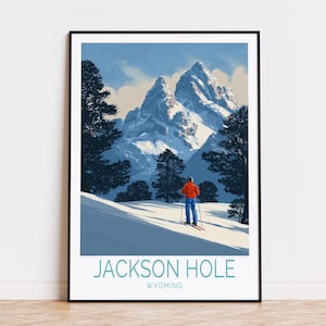 Jackson Hole Wyoming Travel Poster, Wyoming Wall Art, Jackson Hole Mountain Print, Birthday Gifts, Home Decor, Custom Travel Poster