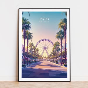 Irvine California Travel Poster, California Wall Art, Irvine Print, Custom Travel Poster, Birthday Gifts, Minimalist Cityscape, Home Decor