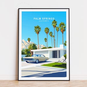 Palm Springs Reiseplakat, Kalifornien Wandkunst, Palm Springs Kalifornien Druck, Dekoration, Geburtstagsgeschenke, Hochzeitsgeschenk