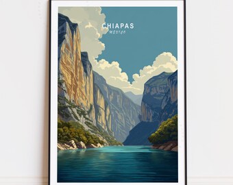 Chiapas Travel Poster, Mexico Wall Art, Chiapas Mexico Print, Home Decor, Minimalist Travel Poster, Birthday Gifts
