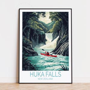 Poster de voyage Huka Falls Nouvelle-Zélande, art mural Nouvelle-Zélande, impression Huka Falls, cadeau d'anniversaire, poster de voyage personnalisé, cadeaux de pendaison de crémaillère