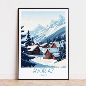Affiche de voyage Avoriaz France, art mural France, décoration d'intérieur impression Avoriaz, cadeaux d'anniversaire, affiche de voyage personnalisée
