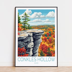 Póster de viaje de Conkles Hollow, arte mural de Ohio, impresión de Conkles Hollow, Ohio, decoración del hogar, regalo de cumpleaños, regalos de boda